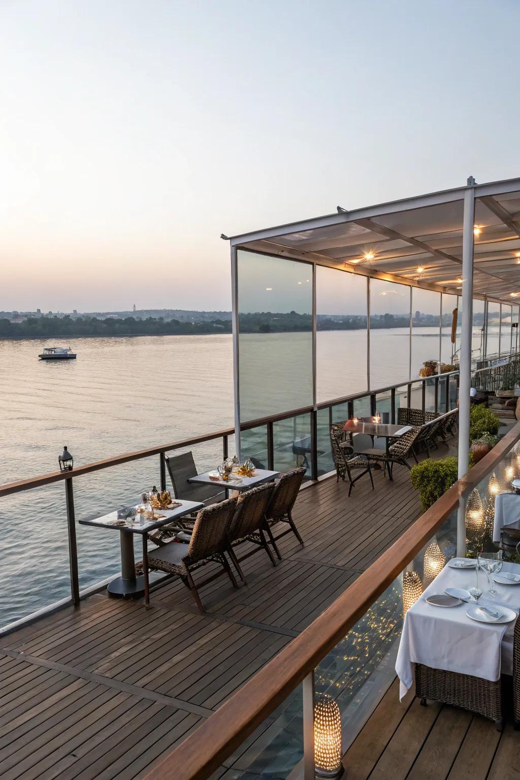 Designate areas for dining and relaxation on your multifunctional deck.