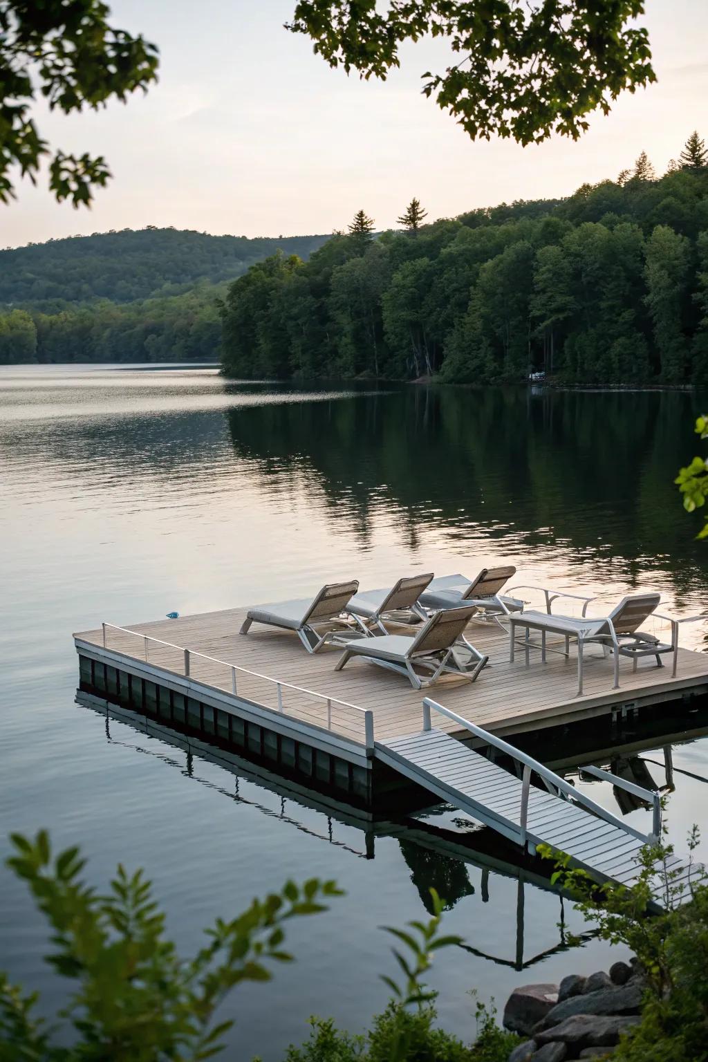 A floating dock brings you even closer to the tranquility of the water.