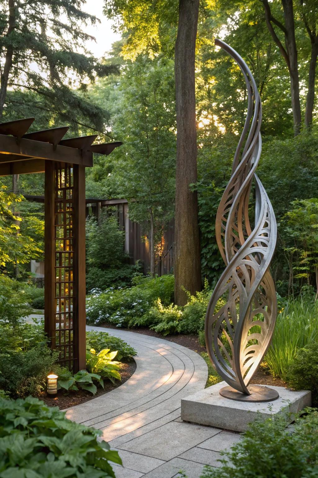 Abstract installations add a modern touch.