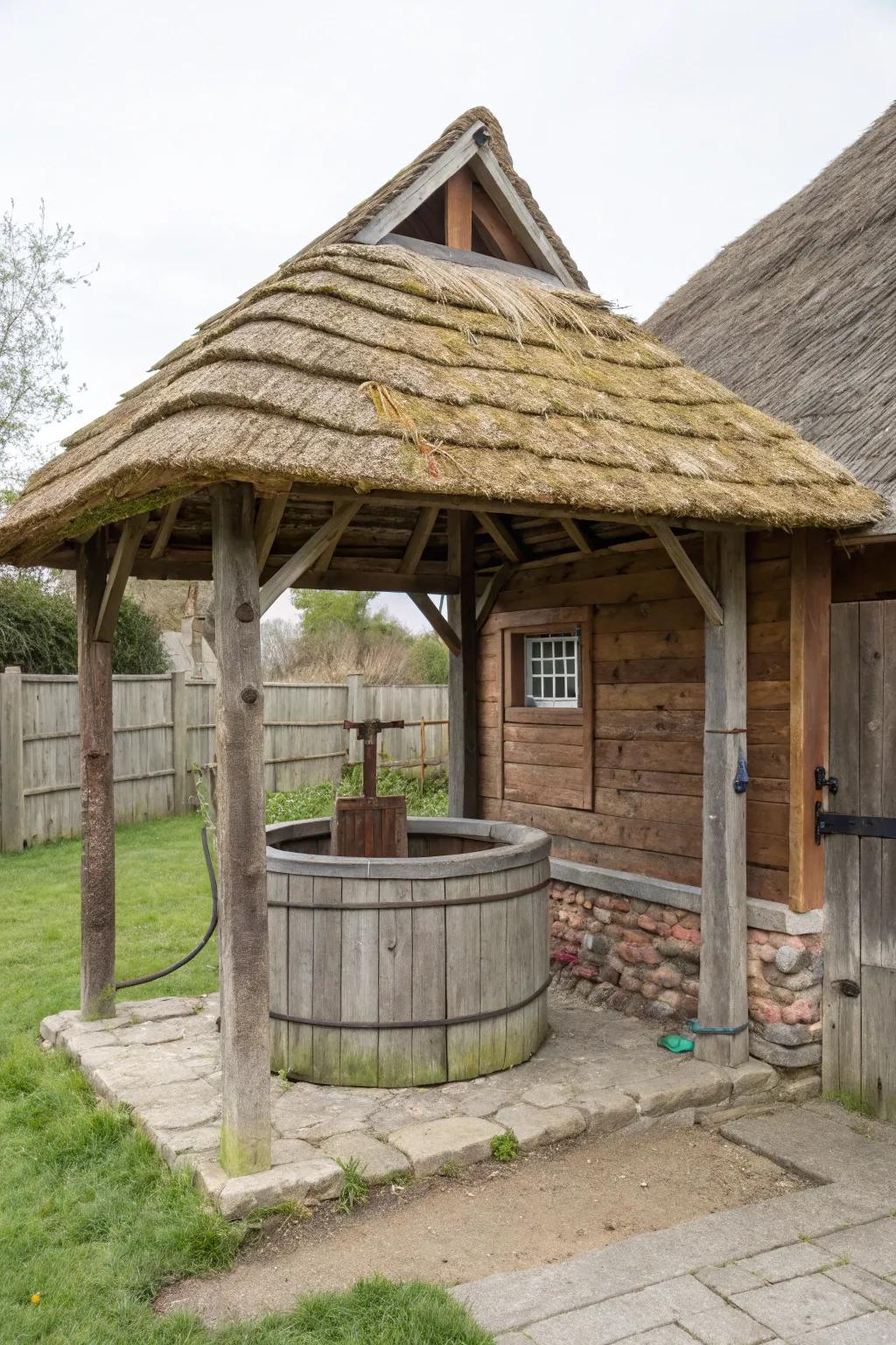 A hinged roof design for quick and easy well access.