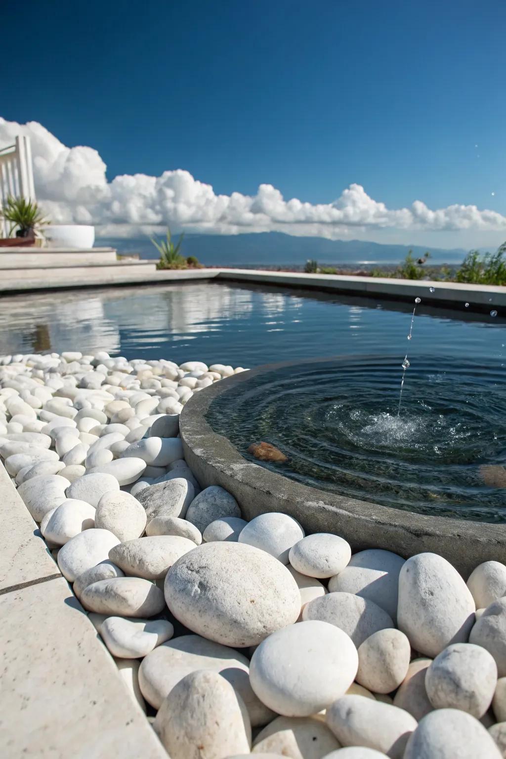 Enhance your water features with the clean look of white stones.