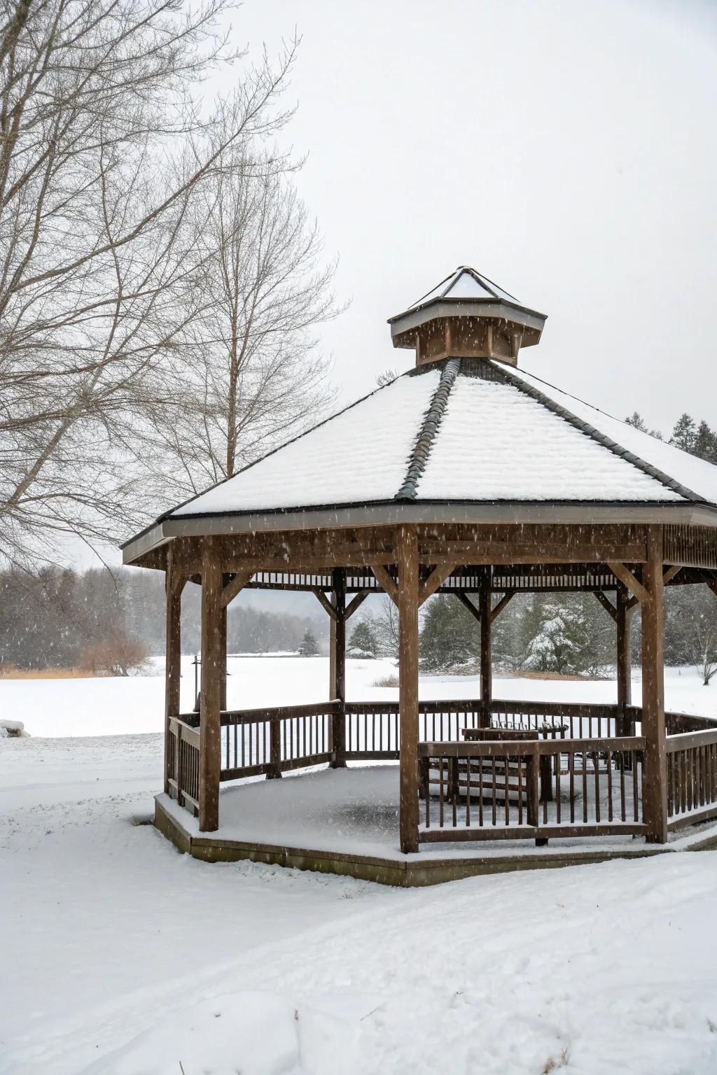 Durable materials ensure your gazebo stands up to winter's challenges.