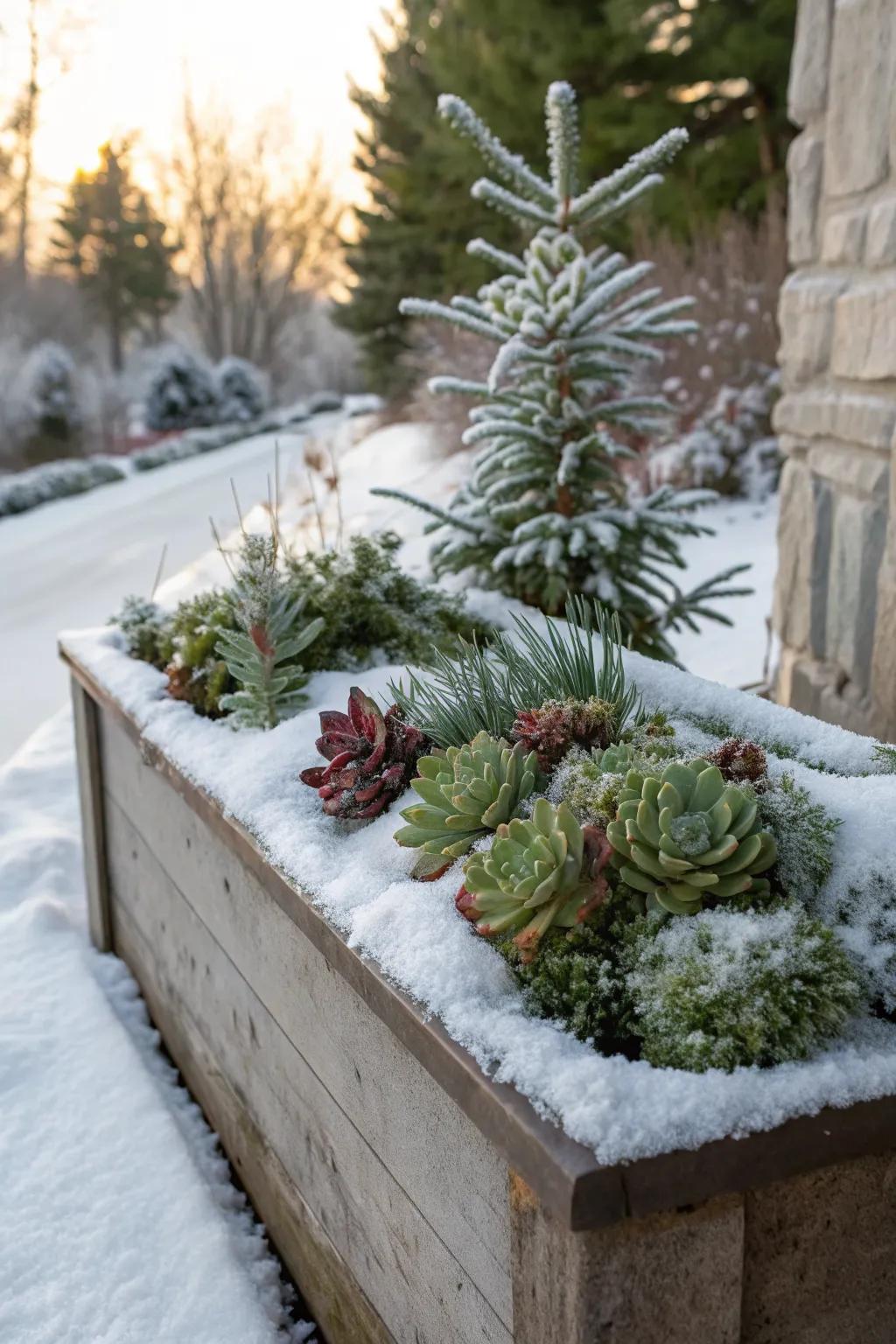 Winter-hardy succulents offer a surprising twist.