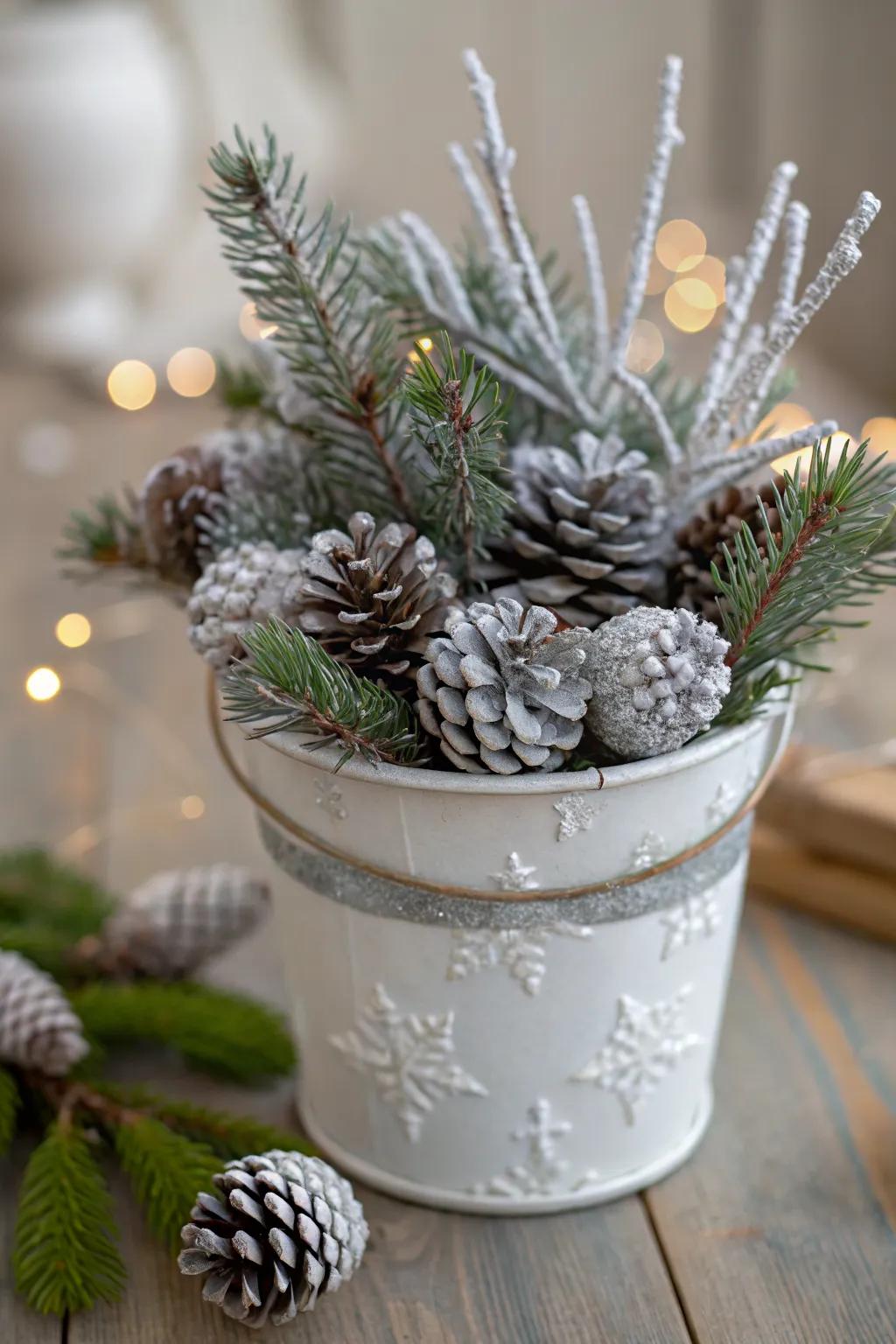 Frosty accents create a magical winter vibe.