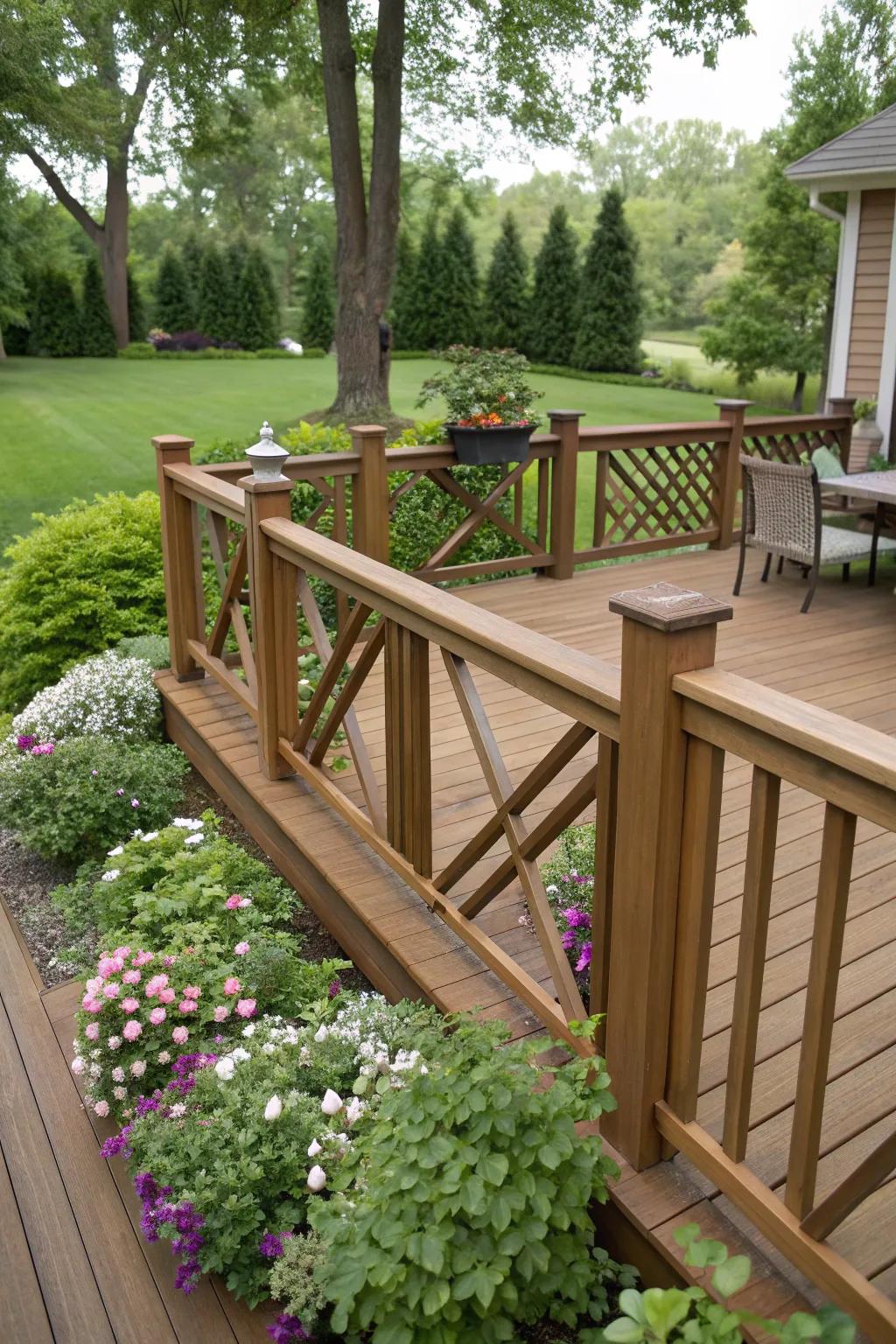 The classic X-design railings offer a timeless appeal.
