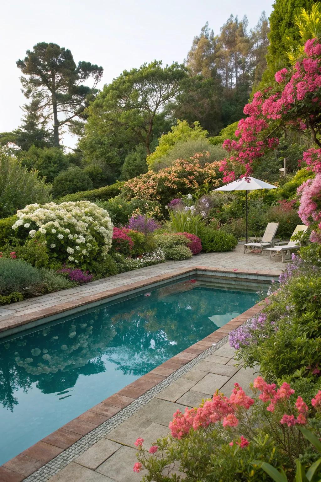 Transform your pool area into a lush garden oasis.