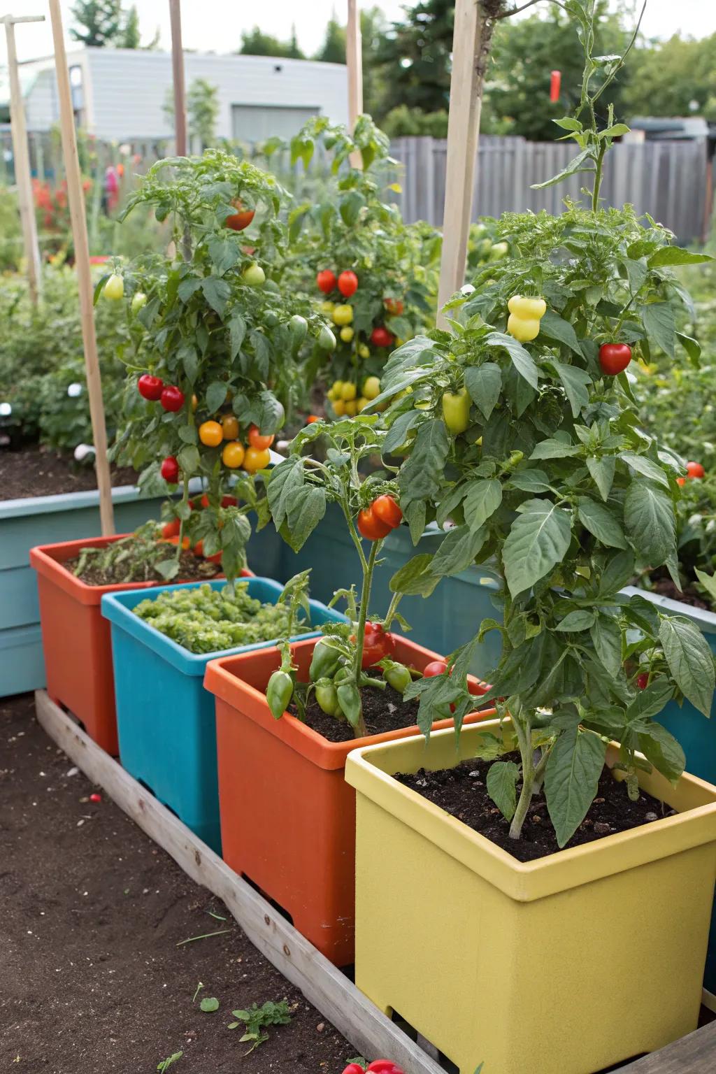 Containers offer flexibility and variety in a compact space.