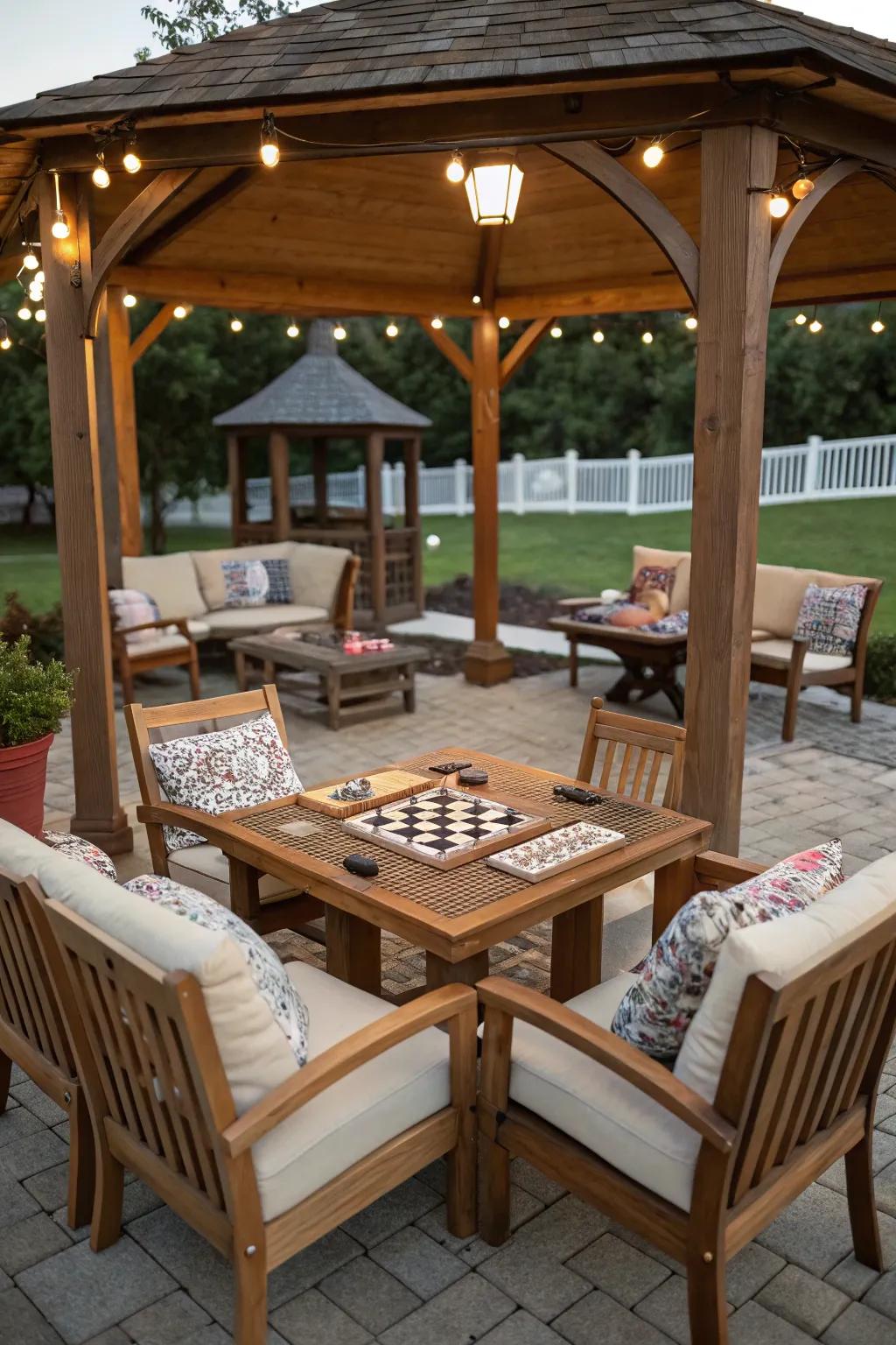 Bring the family together in a gazebo game zone.