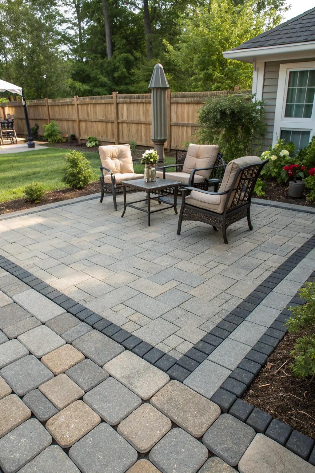 Contrasting border adding flair to the patio.