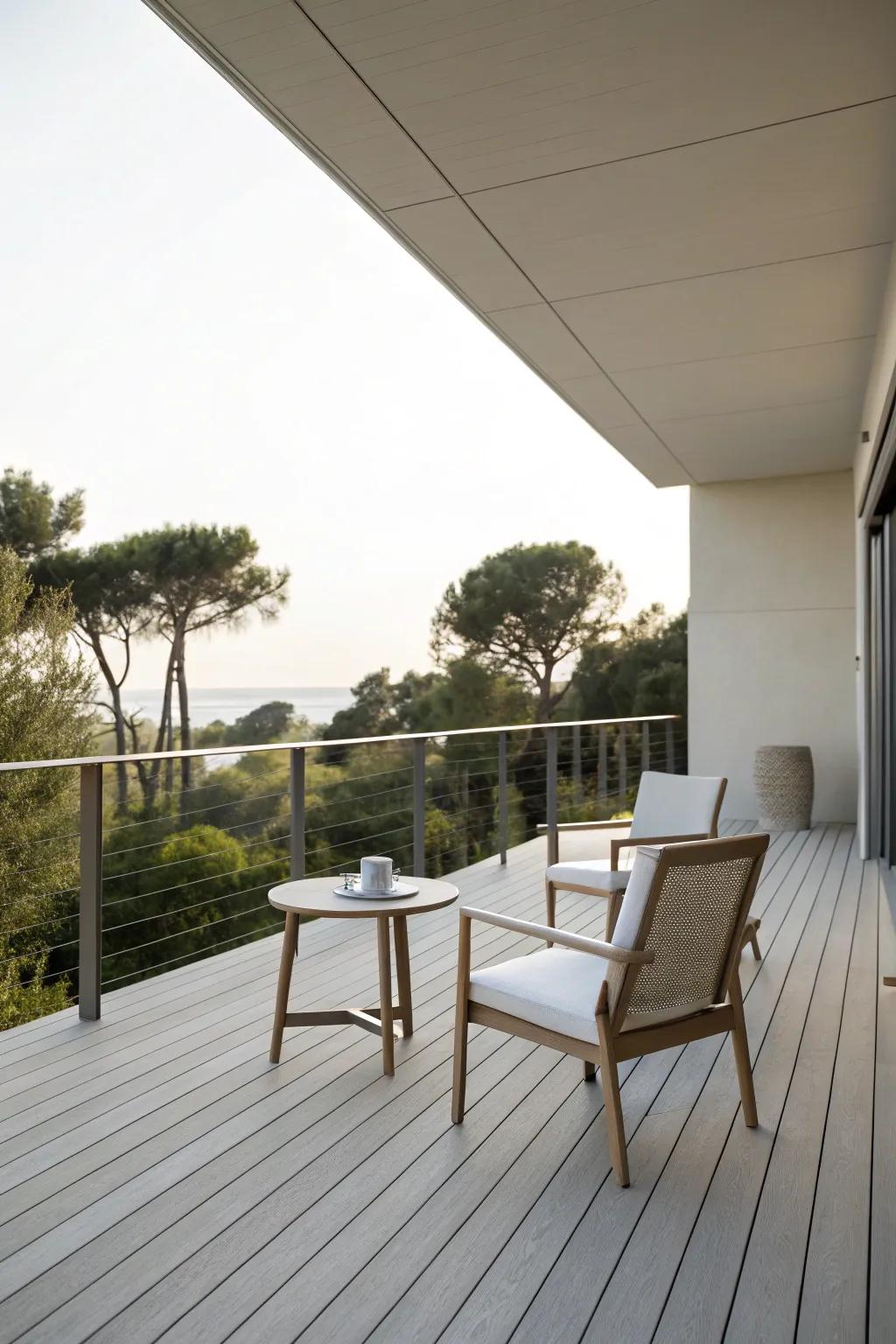 A minimalist Zen retreat on a 20x20 deck.