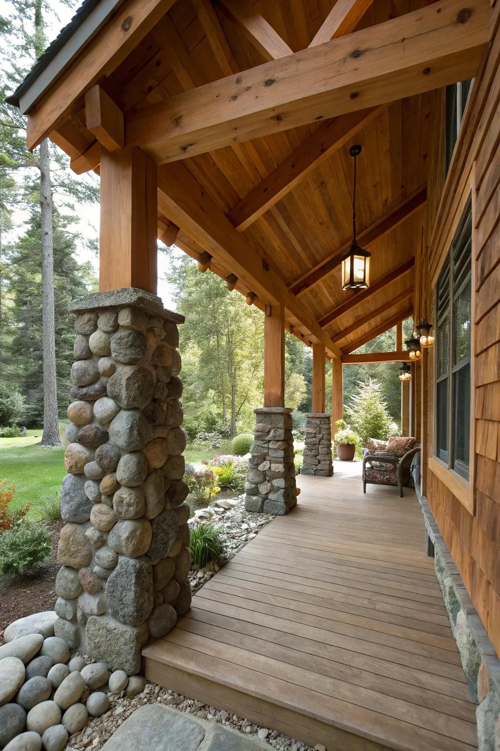 Craftsman elements elevate the aesthetic of this porch.