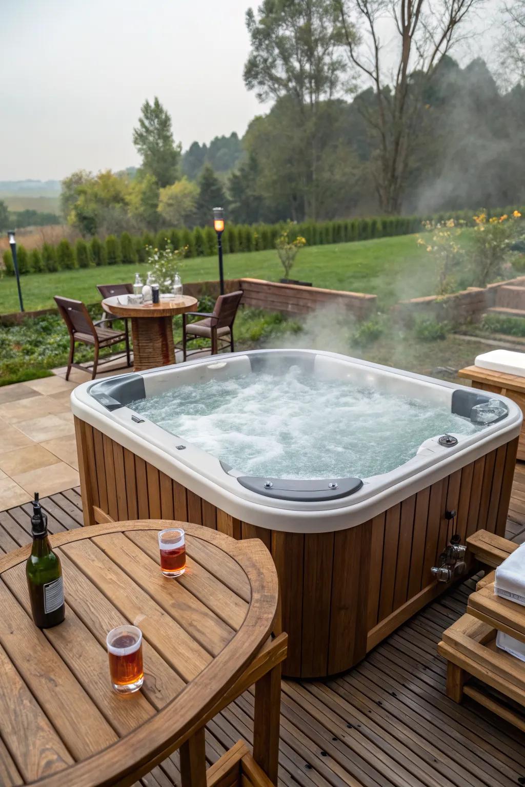 Enhance your hot tub area with creative accessories.