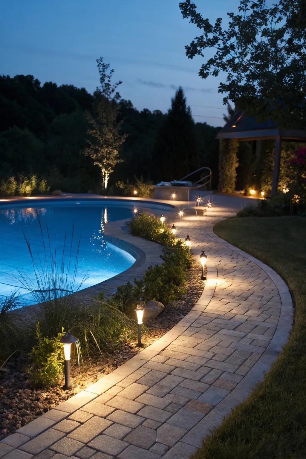 Pathway lights enhance both safety and style around your pool.