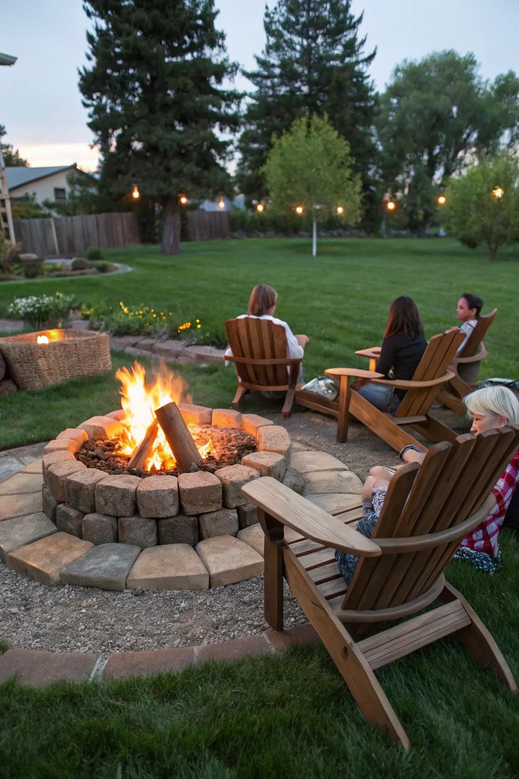 Modern fire pit creating a cozy gathering space in the backyard.