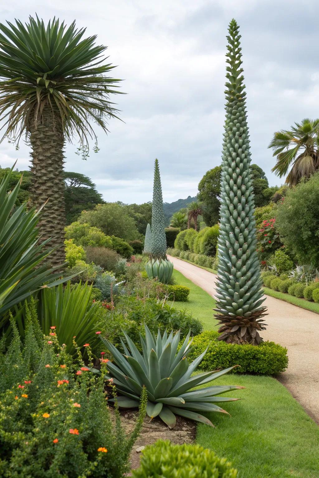 Agave plants as striking garden sculptures.