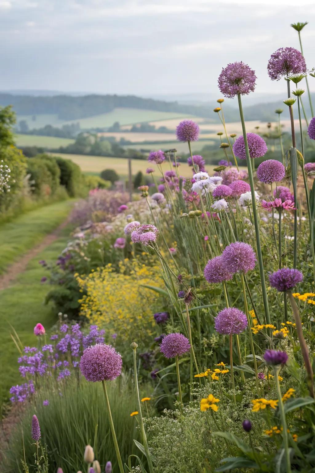 Alliums and wildflowers for a tranquil garden setting