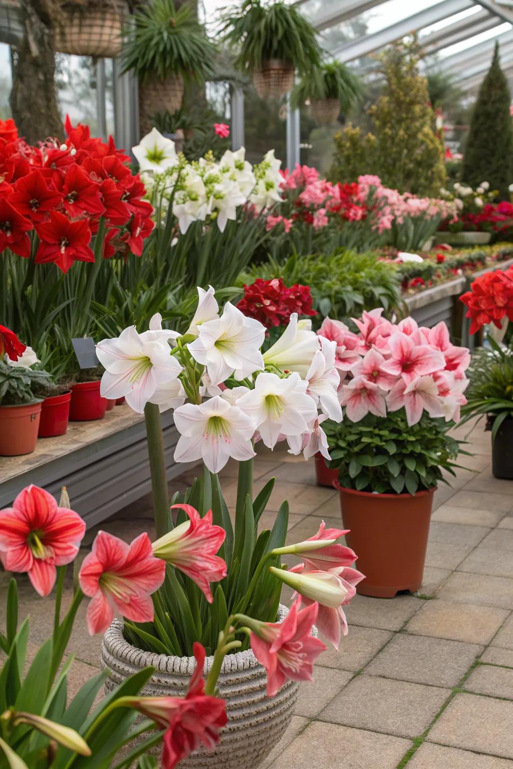 Seasonal rotations keep the garden exciting with amaryllis.