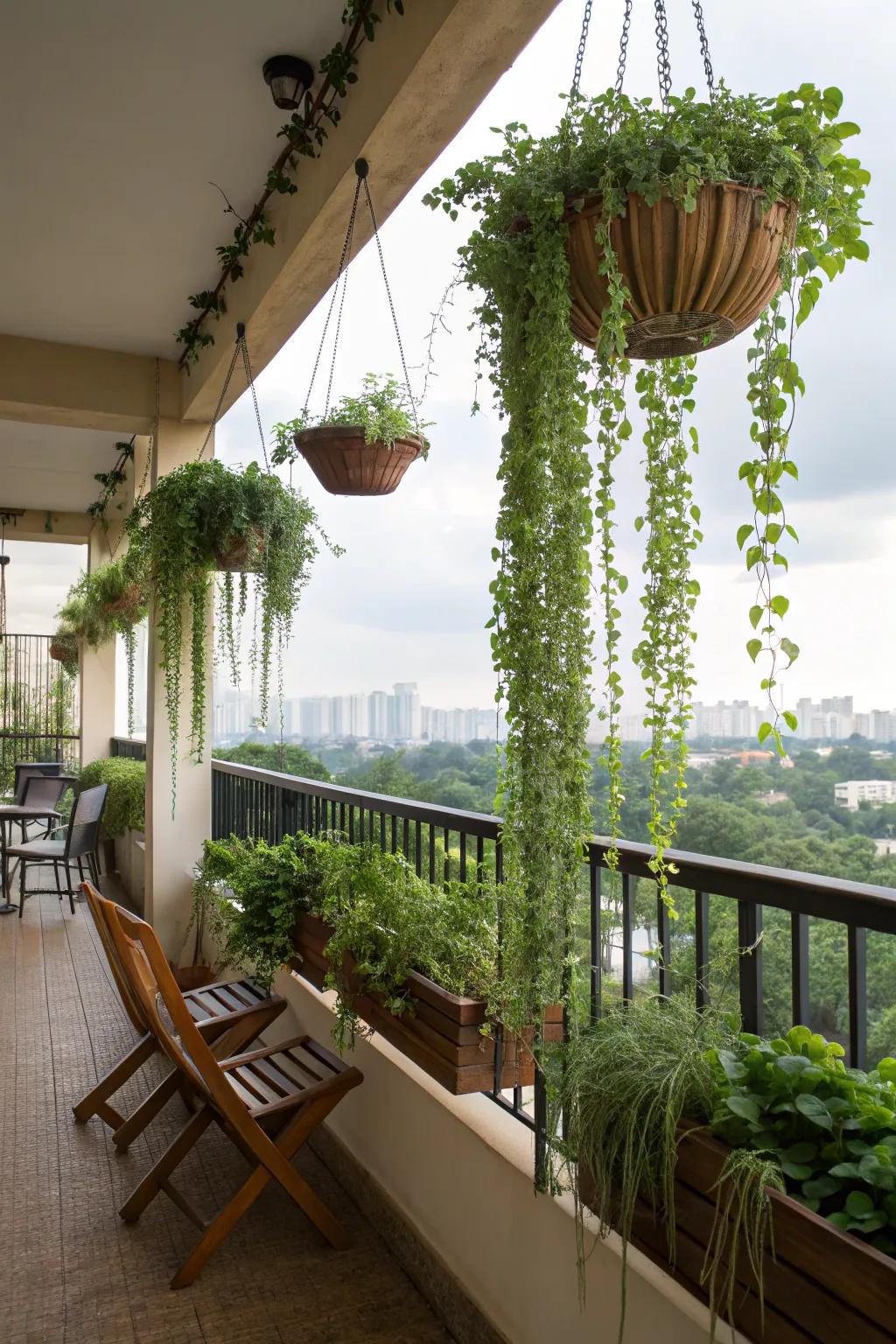 Add charm and save space with hanging plants.