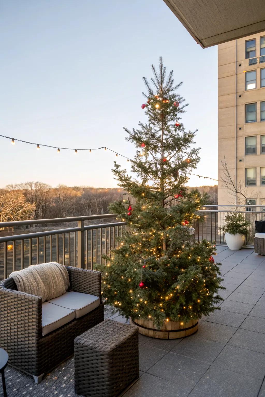 Mini trees offer a charming focal point.