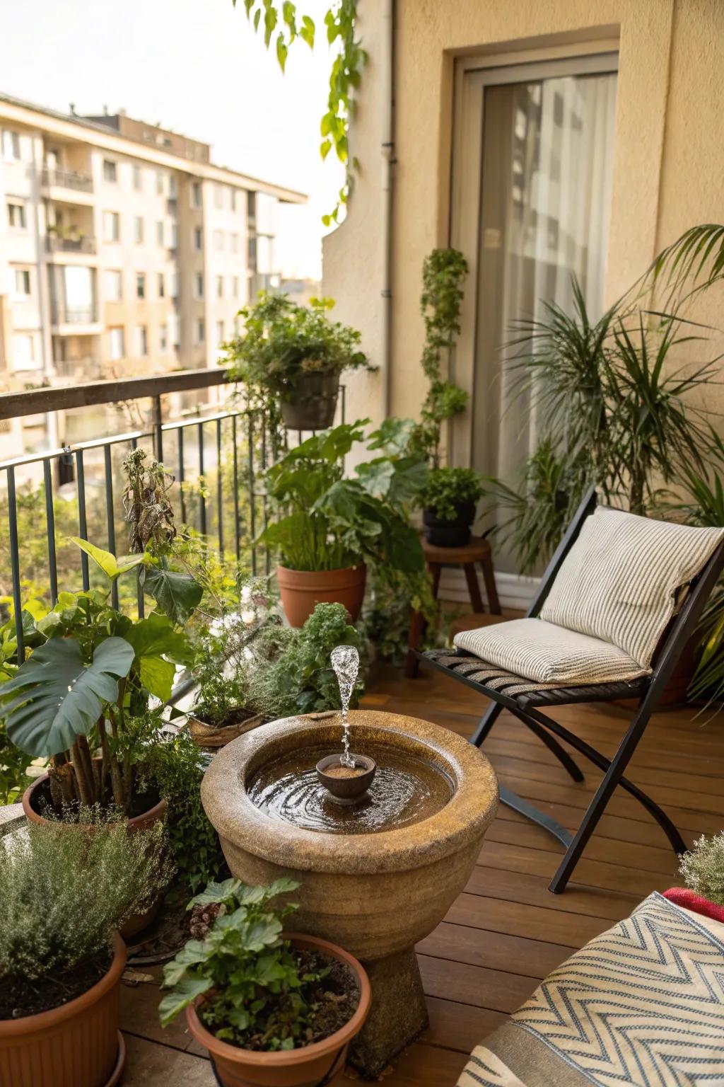 A water feature brings a sense of calm to your terrace.