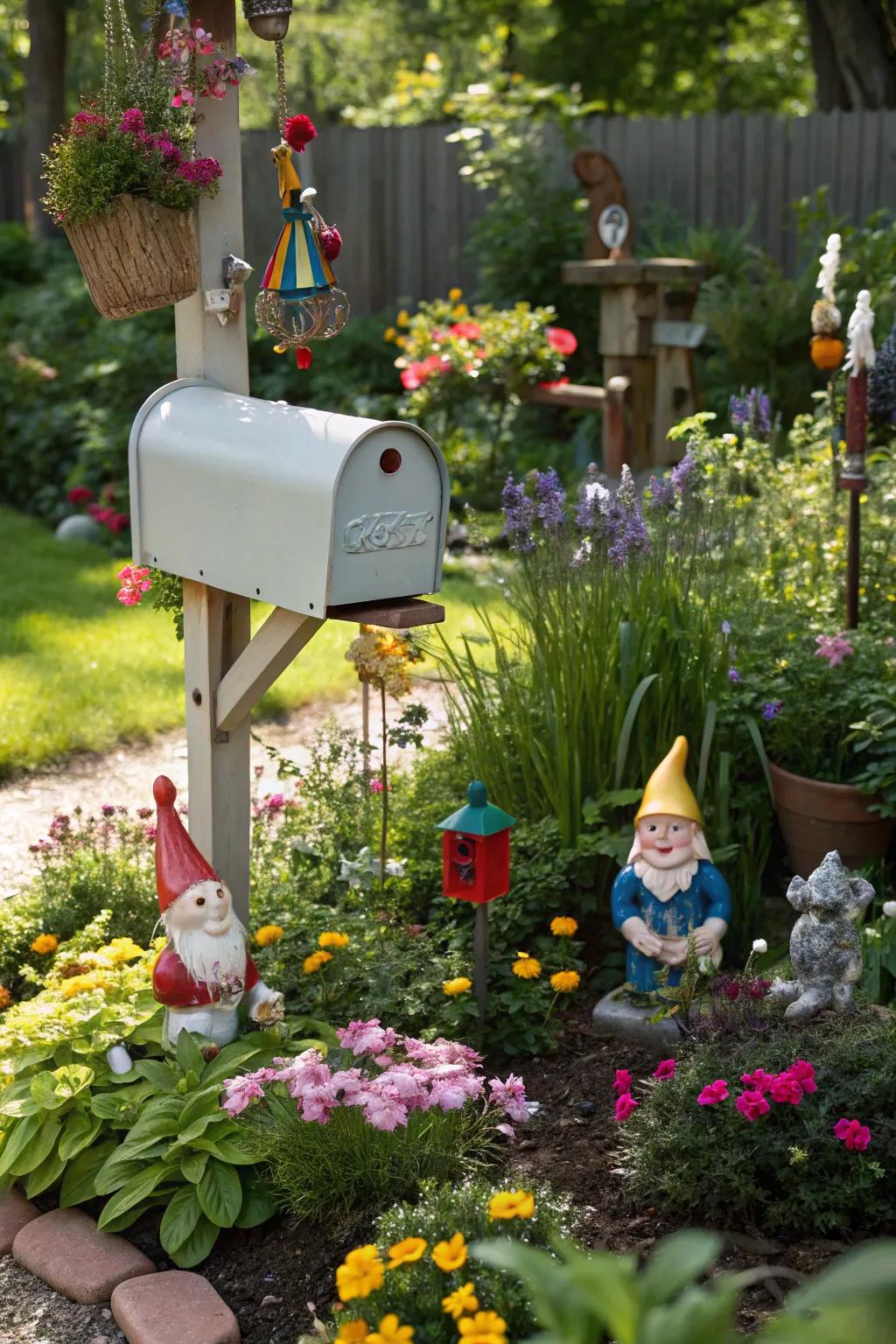 Whimsical decor adds joy and personality to your mailbox area.