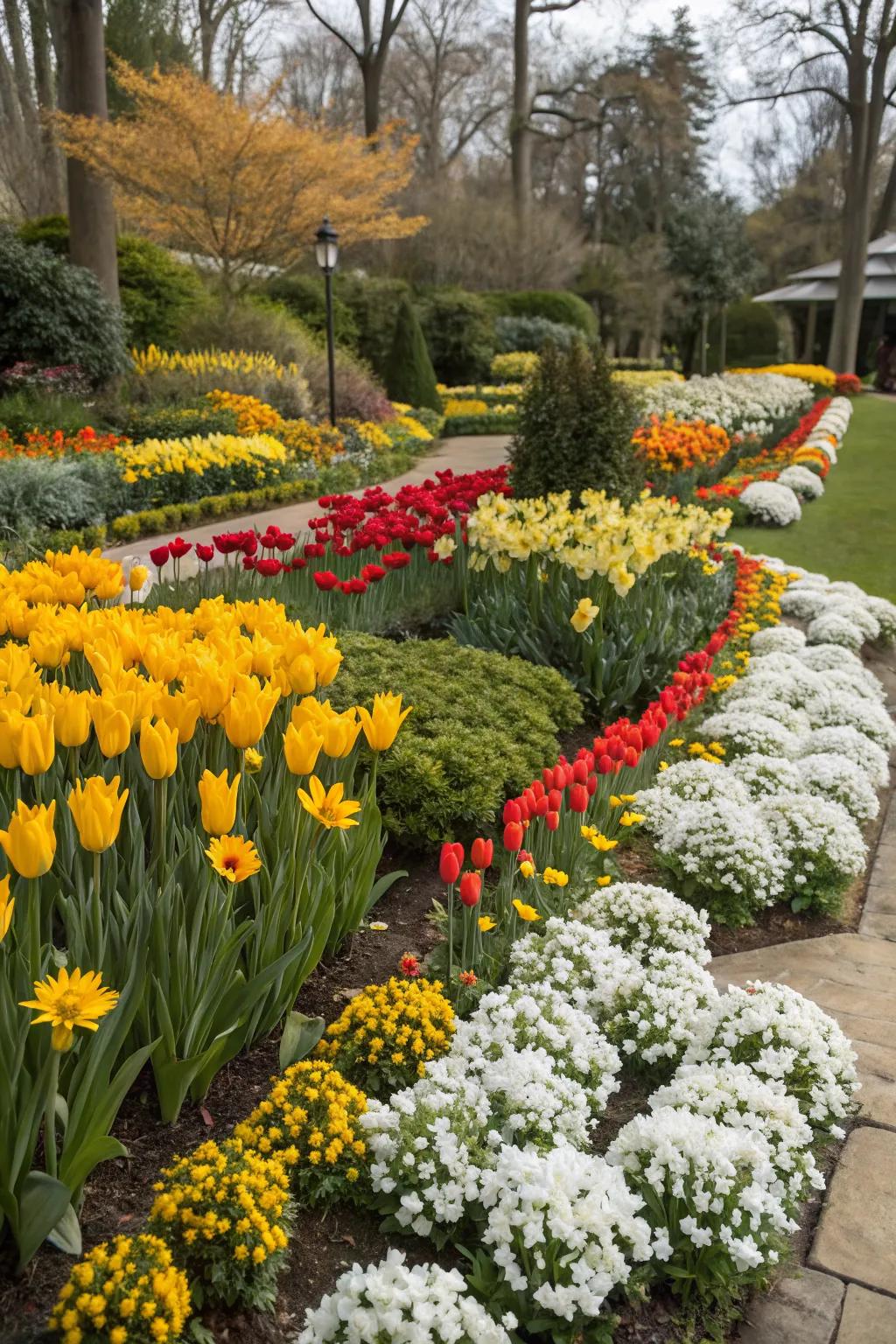 A seasonal display of artificial flowers reflecting nature's cycle.