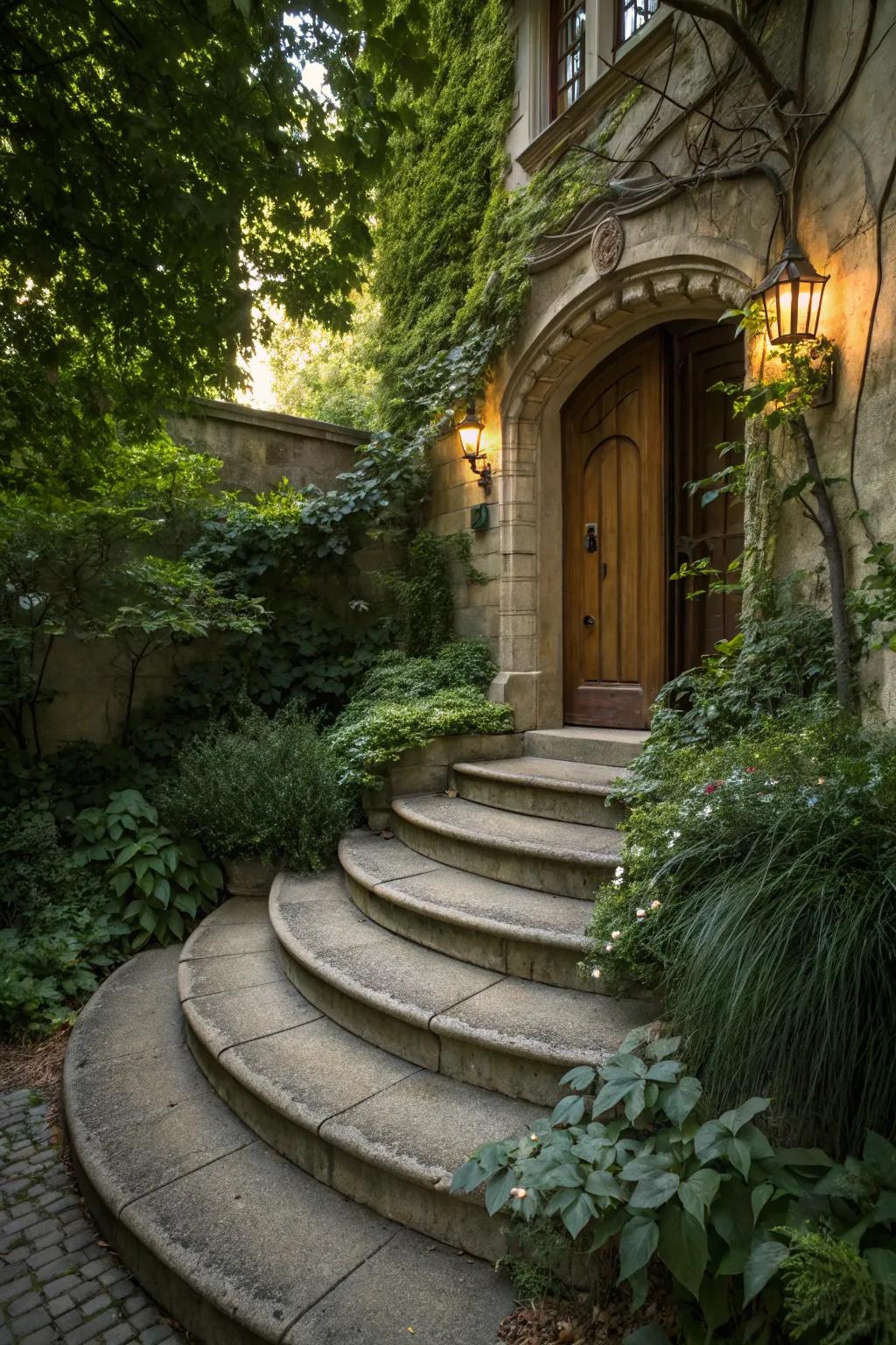 Curved steps add an elegant and unique touch to your landing.