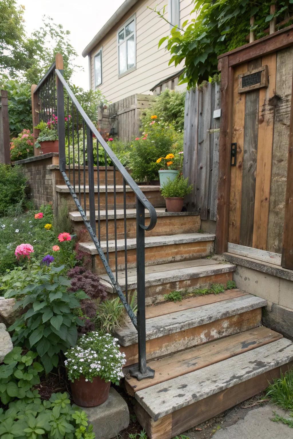 Mixed materials create a unique, eclectic style.