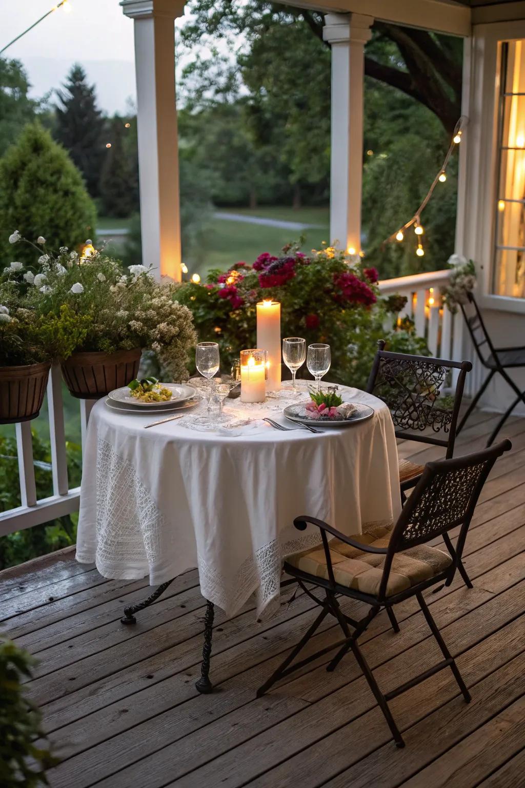 A bistro table creates a charming dining area on your porch.