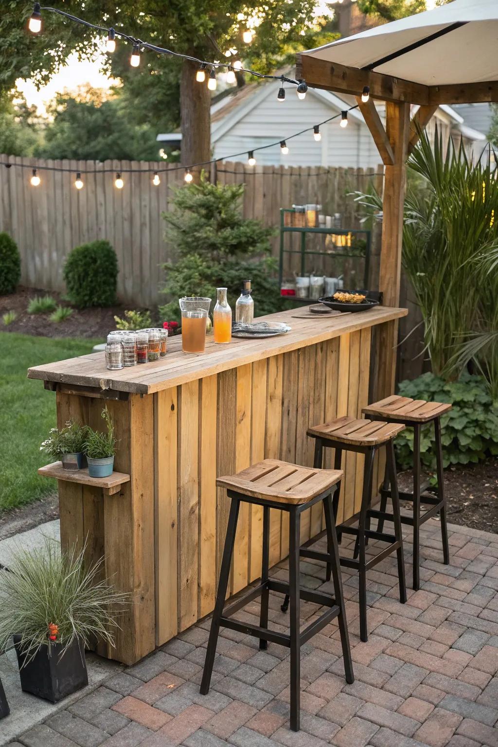 An outdoor bar makes entertaining more fun and interactive.