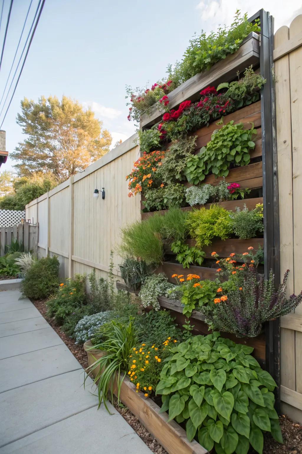 A vertical garden transforms walls into green masterpieces.