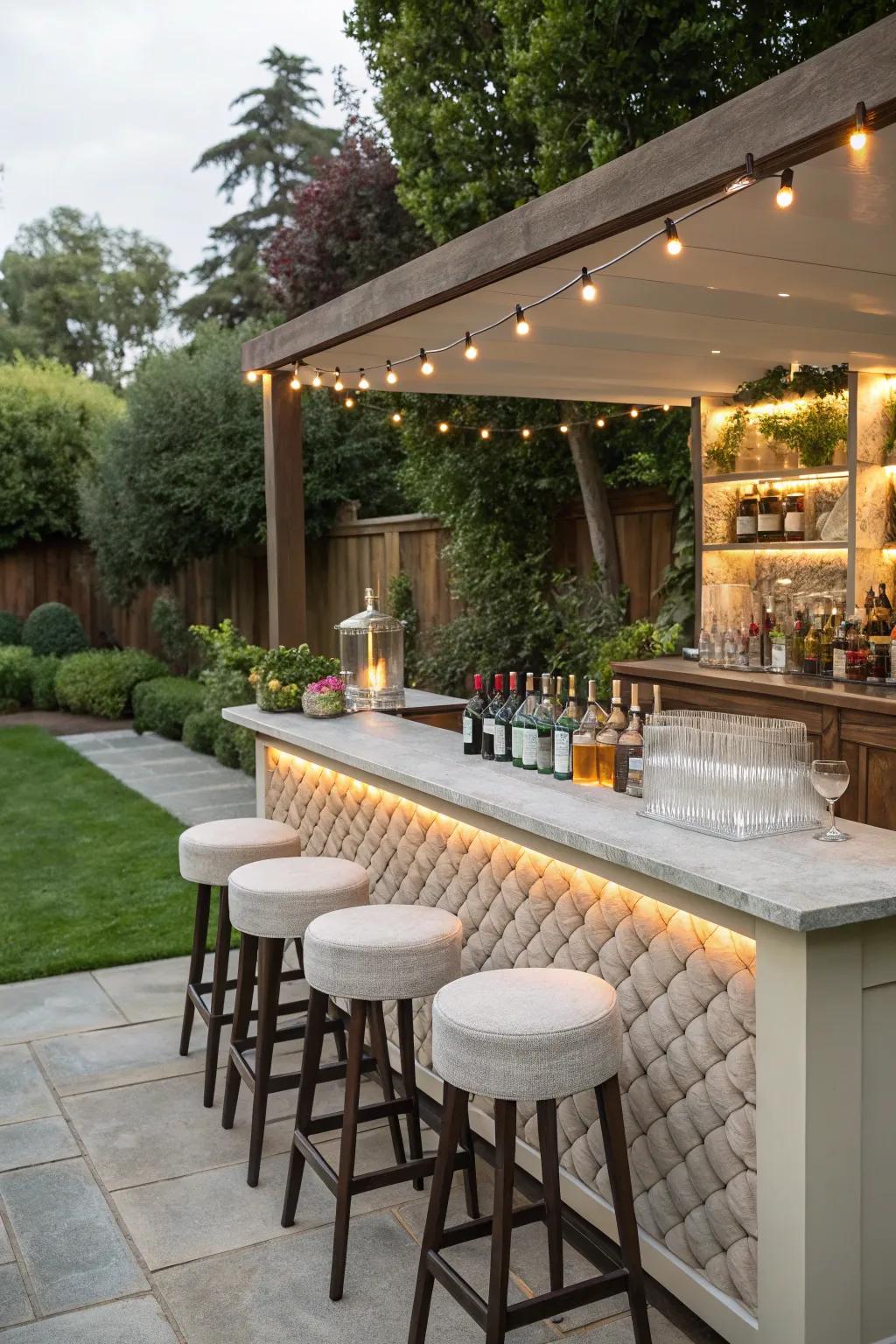 Mix up some fun with an outdoor bar in your backyard.
