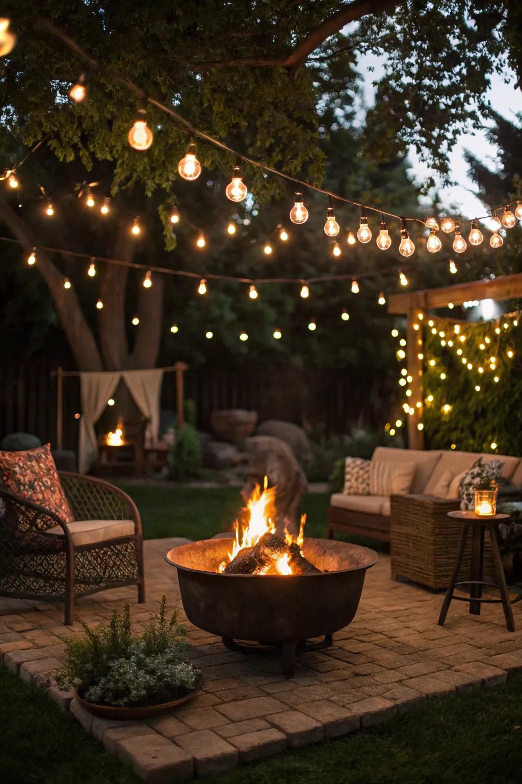 Bistro lights add a whimsical charm to your backyard.