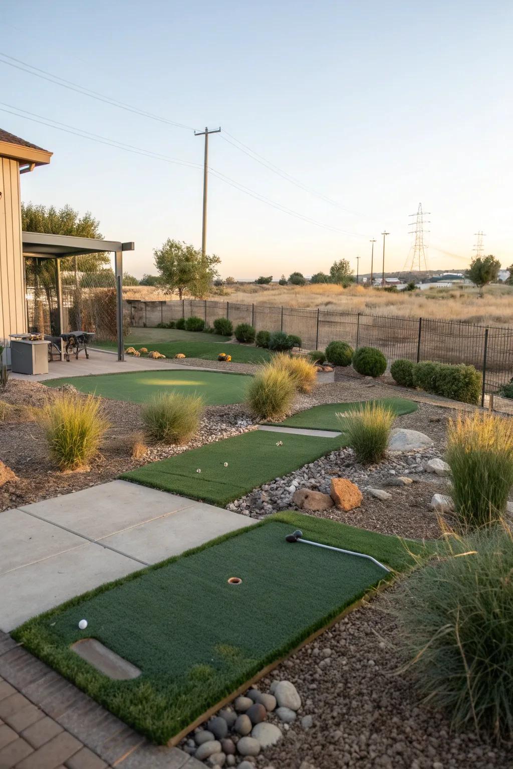 A chipping area enhances your backyard golf practice.