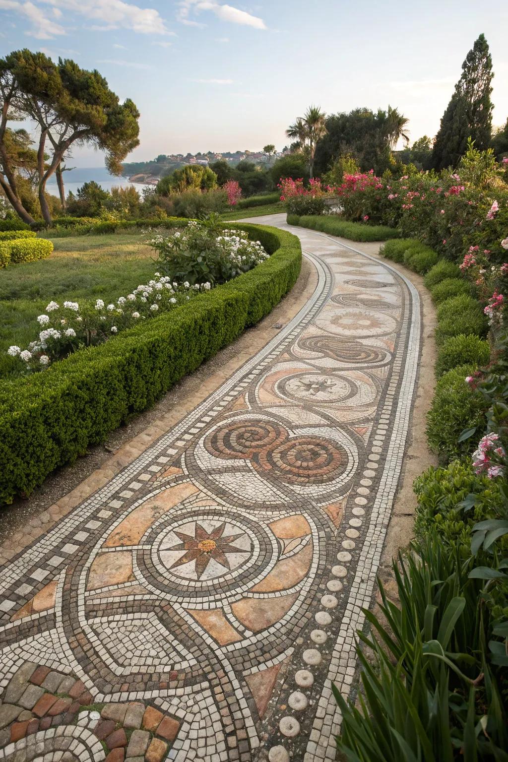 Add artistry to your backyard with a pebble mosaic pathway.
