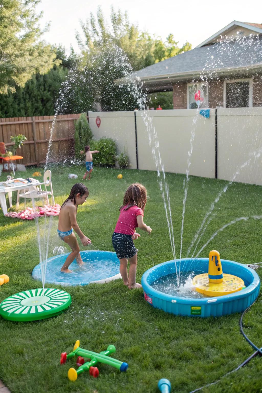 A playful splash pad for endless water fun.