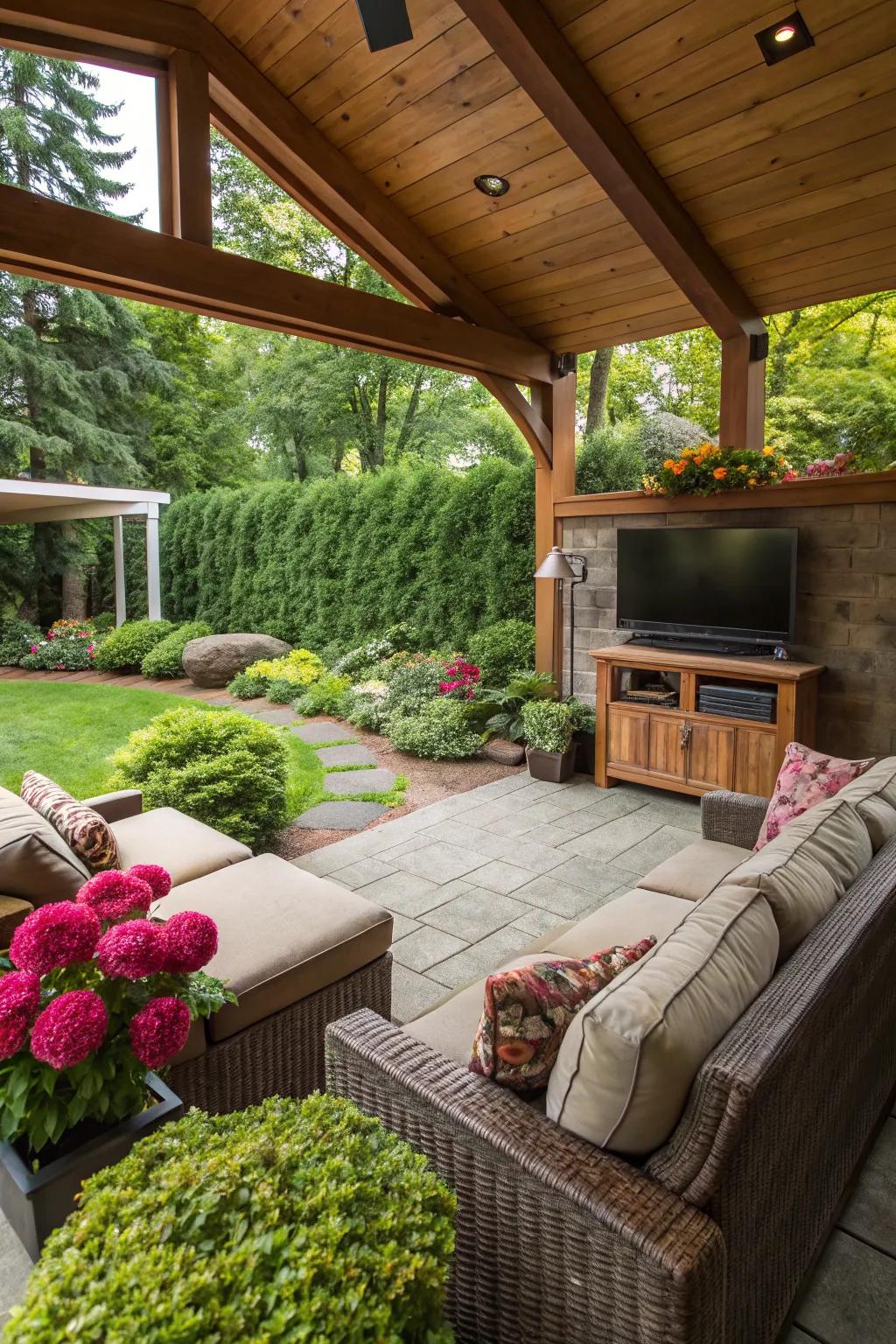 A man cave beautifully integrated with natural surroundings.