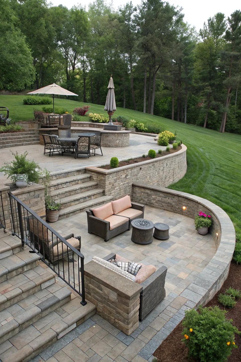 A multi-level paver patio design