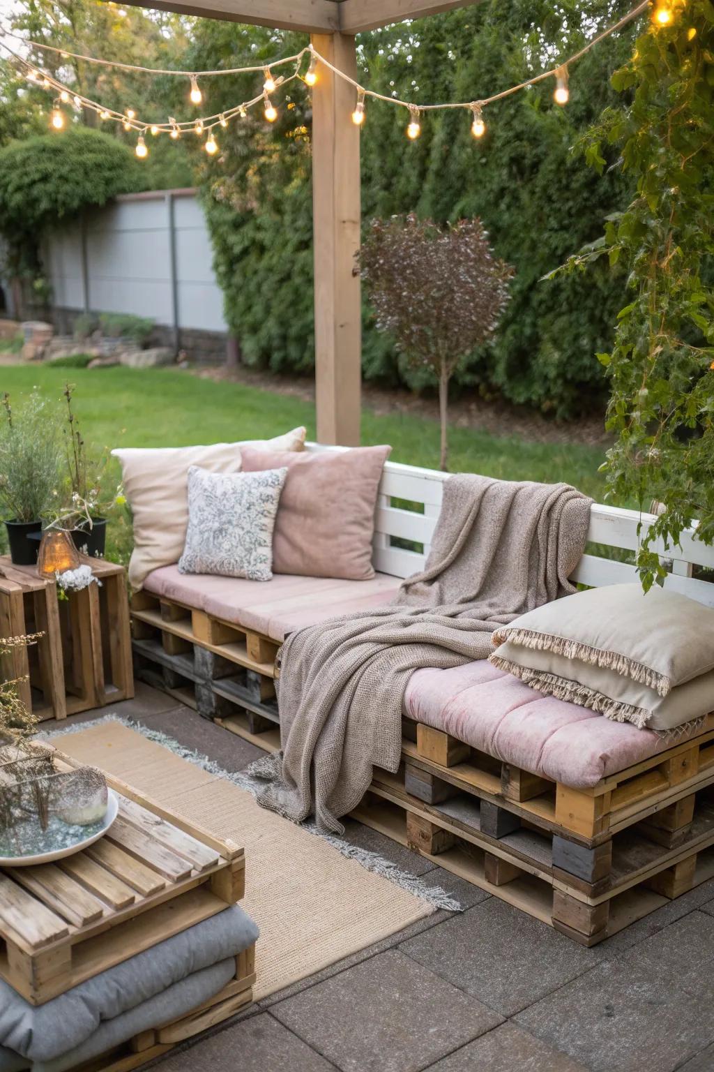 Get creative with a DIY lounge area for your backyard picnic.