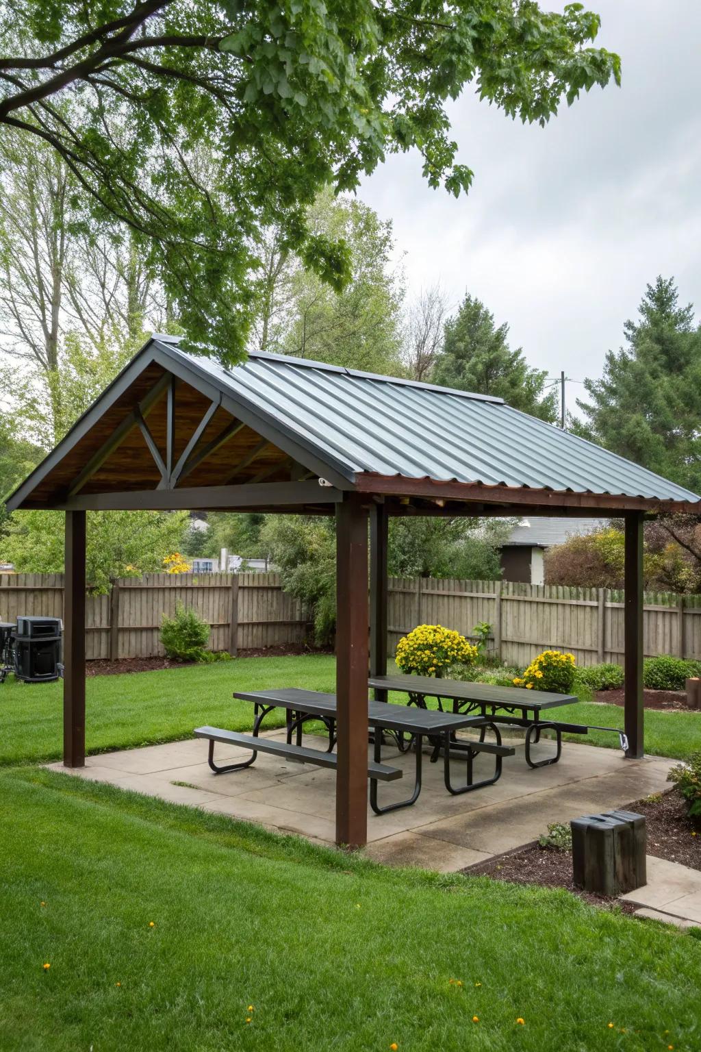 A metal roof ensures your shelter withstands the elements with ease.