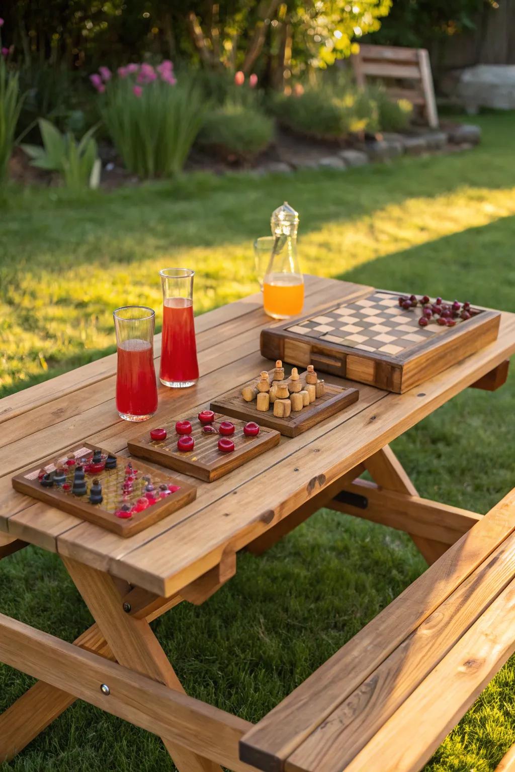 Elevate your backyard gatherings with handcrafted games and vibrant drink stations, where fun meets function.