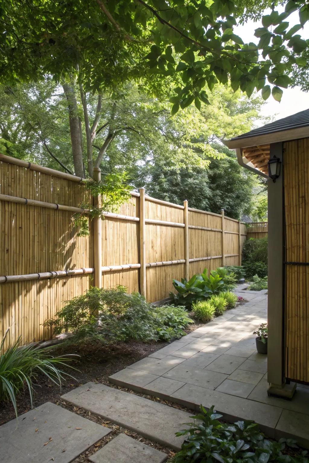 Bamboo partitions bring an exotic feel and effective privacy.