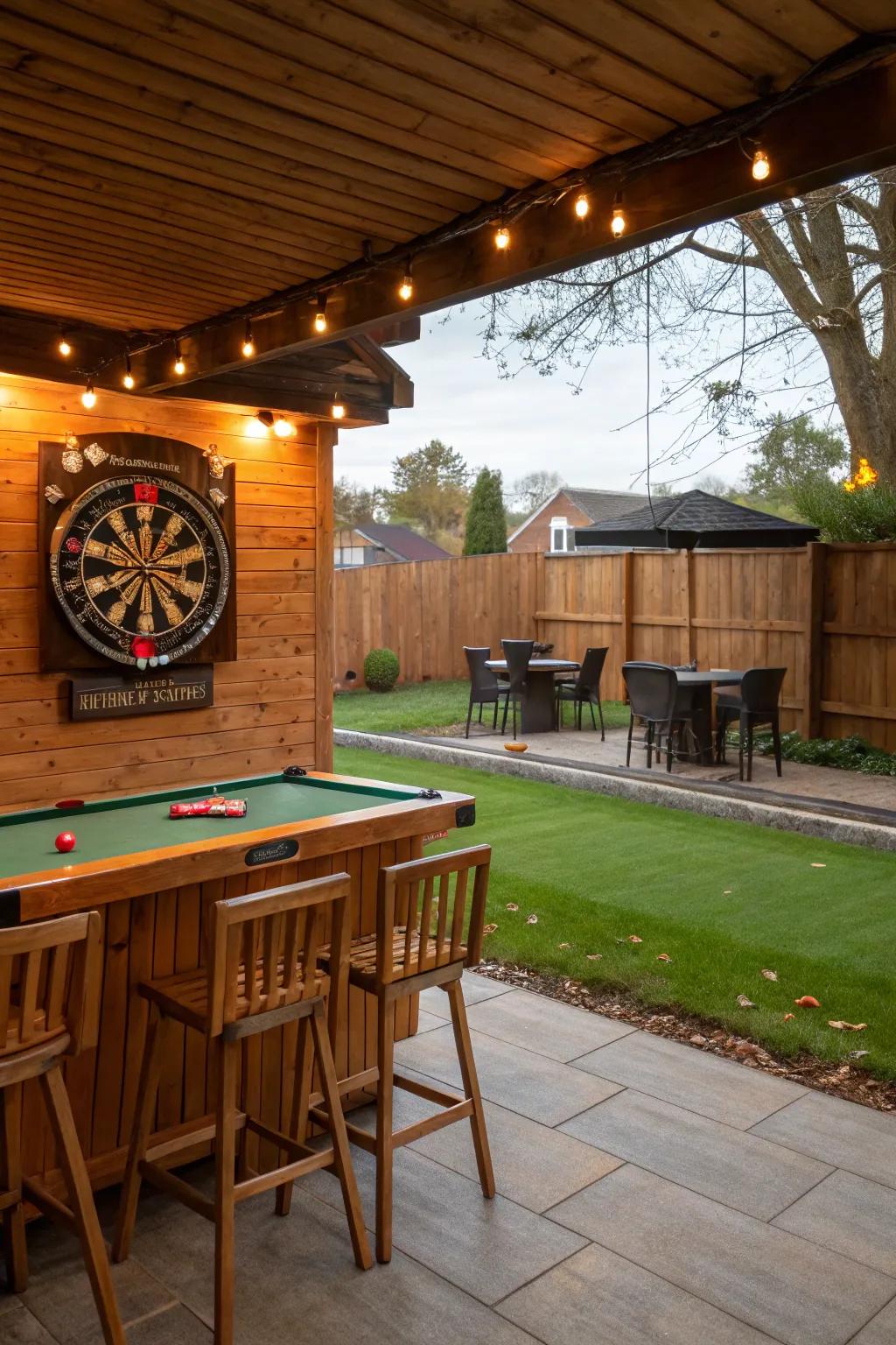 Games add fun and entertainment to your backyard pub.