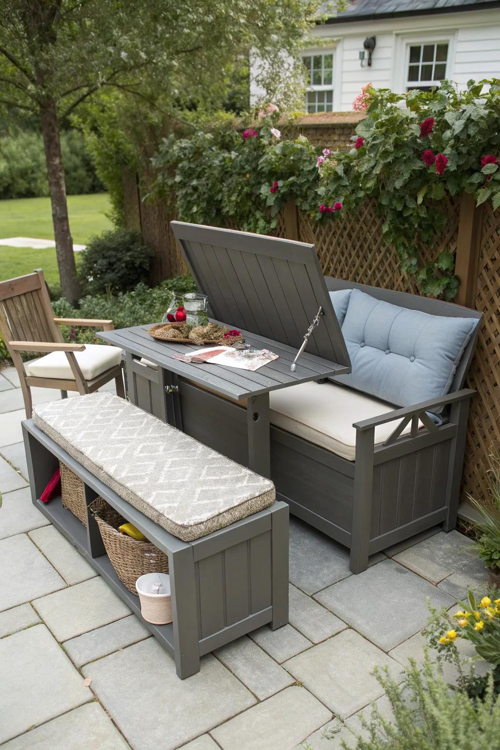 Maximize functionality with versatile patio furniture.
