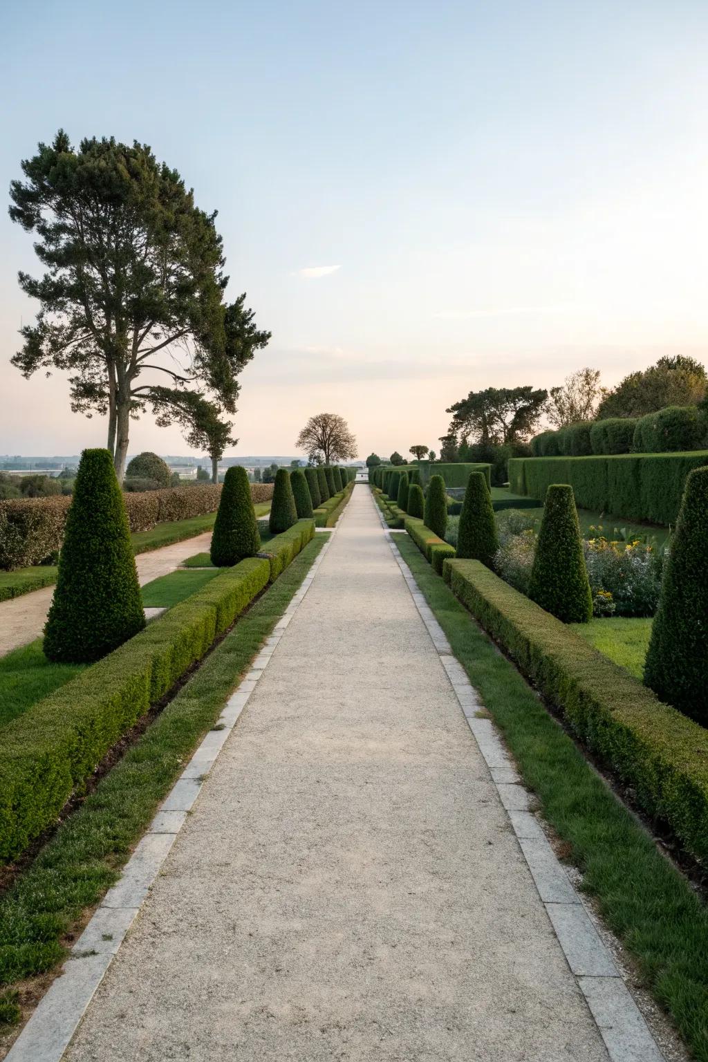 Straight paths offer a clean, organized aesthetic to modern gardens.
