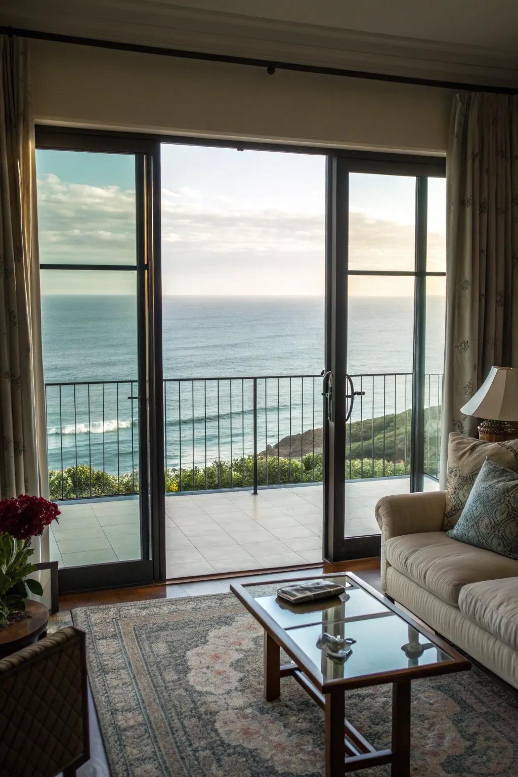 Broad glass panels maximize your view and bring the outdoors in.