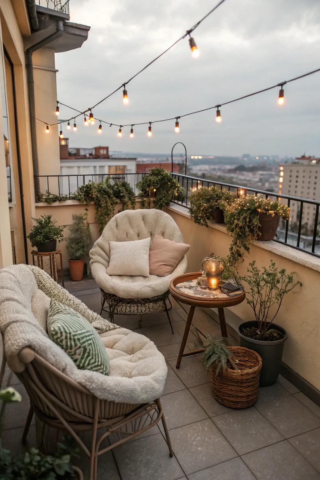 Clever furniture positioning can boost privacy on your balcony.