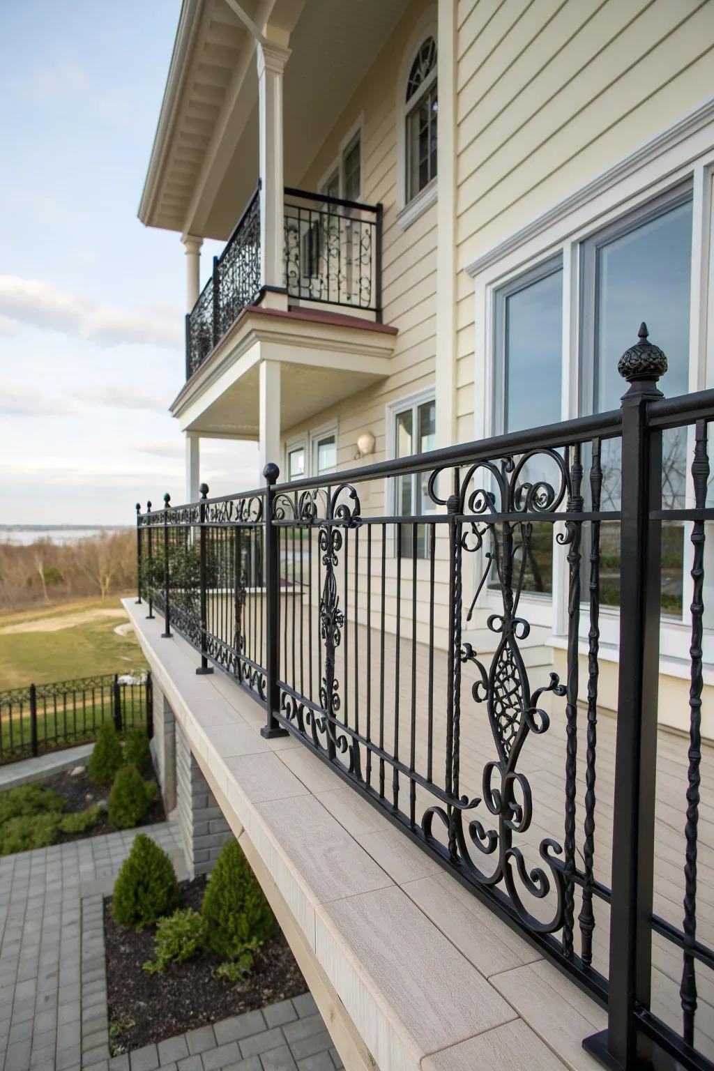 Bold black steel railings for a striking and dramatic effect.