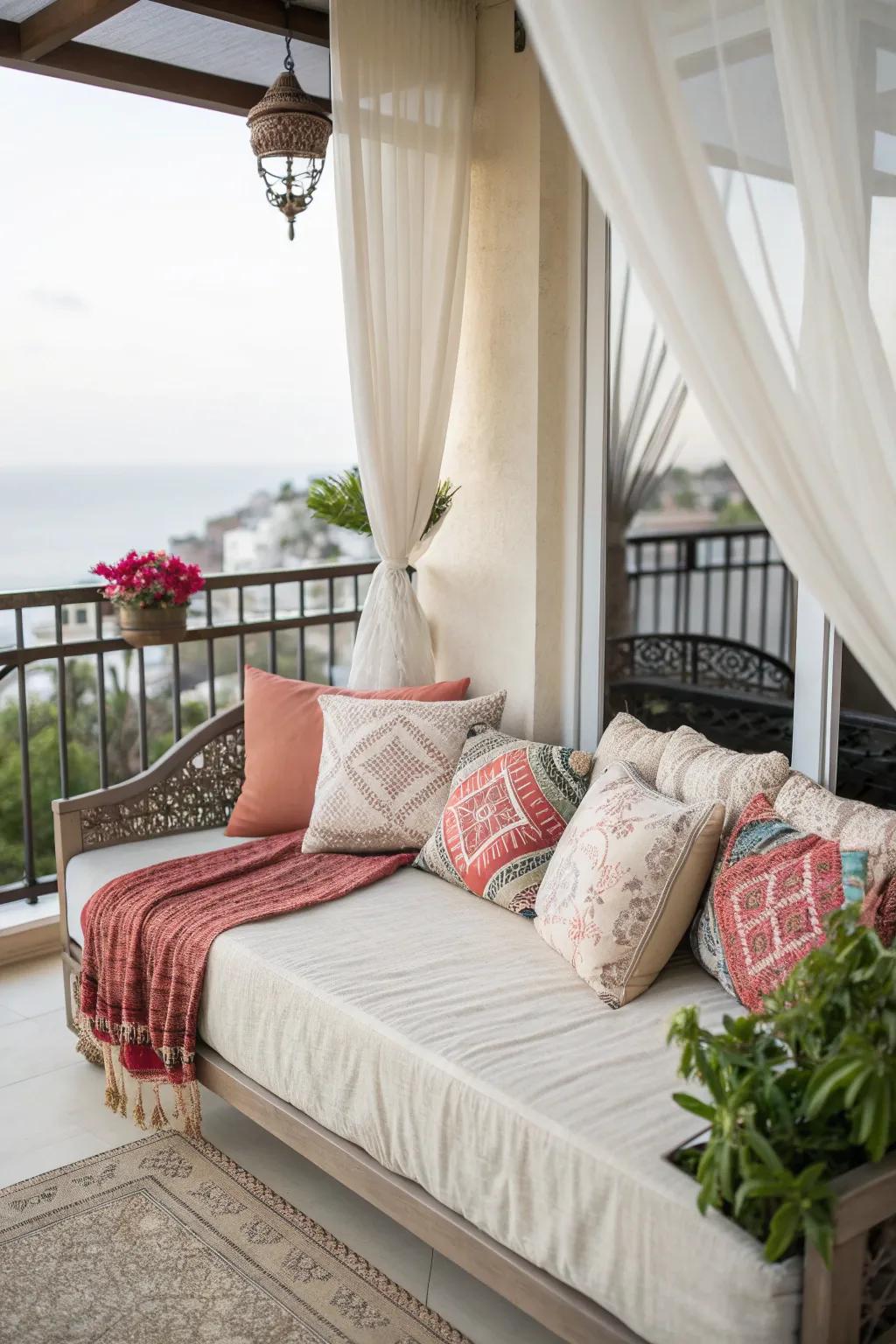Daybeds provide a luxurious lounging experience.
