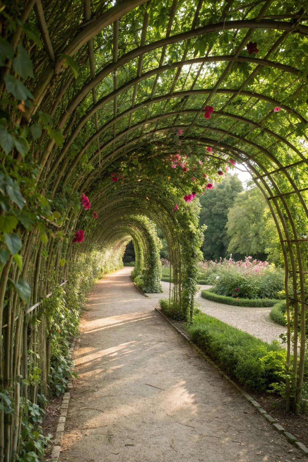 Create a magical escape with a bamboo tunnel.